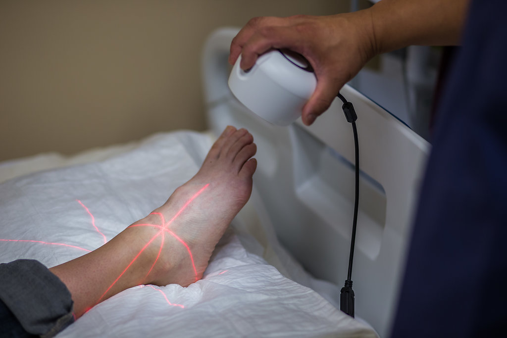 Taking scans of a foot.